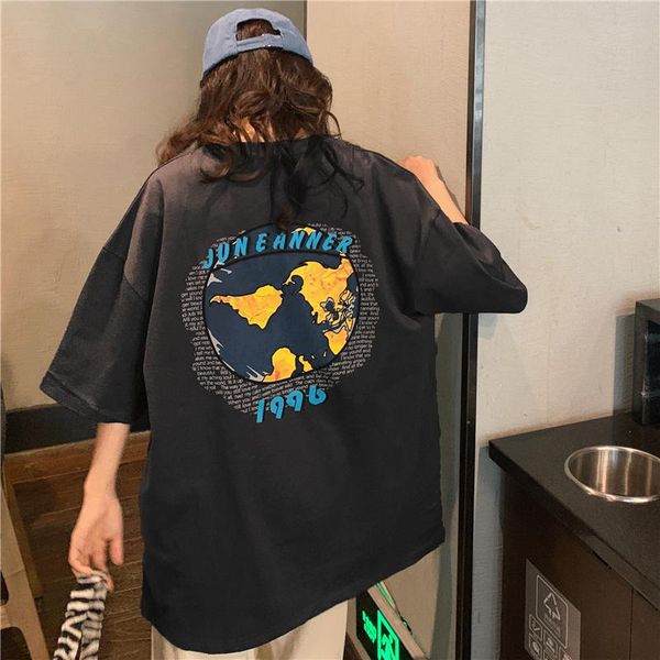 women's t-shirt summer letter cartoon printing loose short-sleeved bottoming shirt all-match casual college wind jacket women, White
women's t-shirt summer letter cartoon printing loose short-sleeved bottoming shirt all-match casual college wind jacket women, White