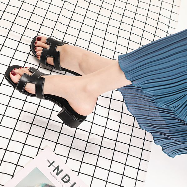 net red summer thick heel leather sandals new style external wear fashion versatile lazy shoes semi high heels, Black
net red summer thick heel leather sandals new style external wear fashion versatile lazy shoes semi high heels, Black
