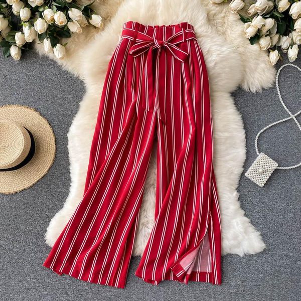 women's pants & capris singreiny women retro stripe korean fashion high waist casual trousers 2021 summer split wide leg long, Black;white
women's pants & capris singreiny women retro stripe korean fashion high waist casual trousers 2021 summer split wide leg long, Black;white
