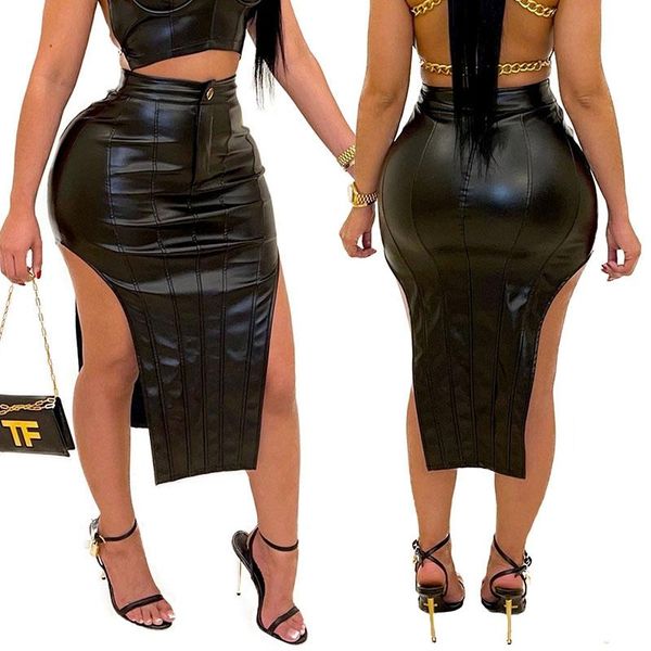 skirts women black faux pu leather high side split zipper midi skirt party club female vestido bodycon
skirts women black faux pu leather high side split zipper midi skirt party club female vestido bodycon