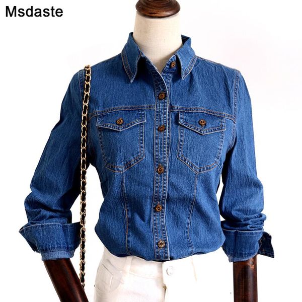 women's blouses & shirts women denim jean shirt blouse 2021 spring summer ladies jeans casual womens blusas long sleeve female top, White
women's blouses & shirts women denim jean shirt blouse 2021 spring summer ladies jeans casual womens blusas long sleeve female top, White