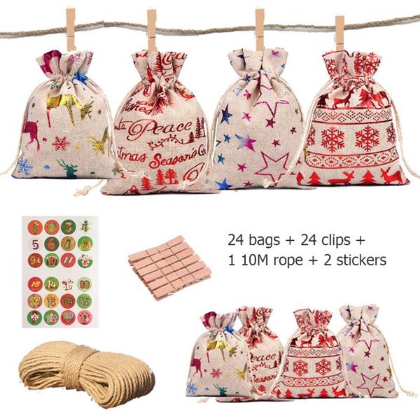 christmas decorations 24pcs drawstring burlap gift bags stickers clips candy bag ropes for decoration
christmas decorations 24pcs drawstring burlap gift bags stickers clips candy bag ropes for decoration