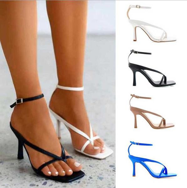 sandals 2021 ins summer square toe high heels glasses and big size 35-41 42 43, Black