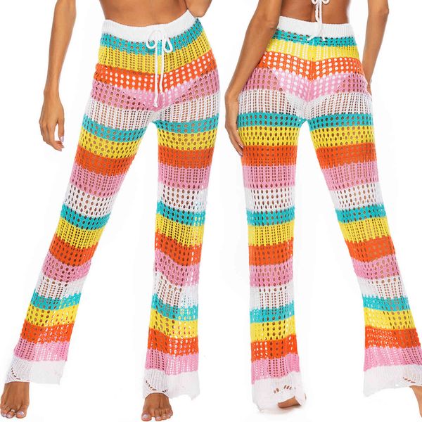 women's pants wide leg elastic band raiow color hollow woven hook flower beach p9339, Black;white
women's pants wide leg elastic band raiow color hollow woven hook flower beach p9339, Black;white