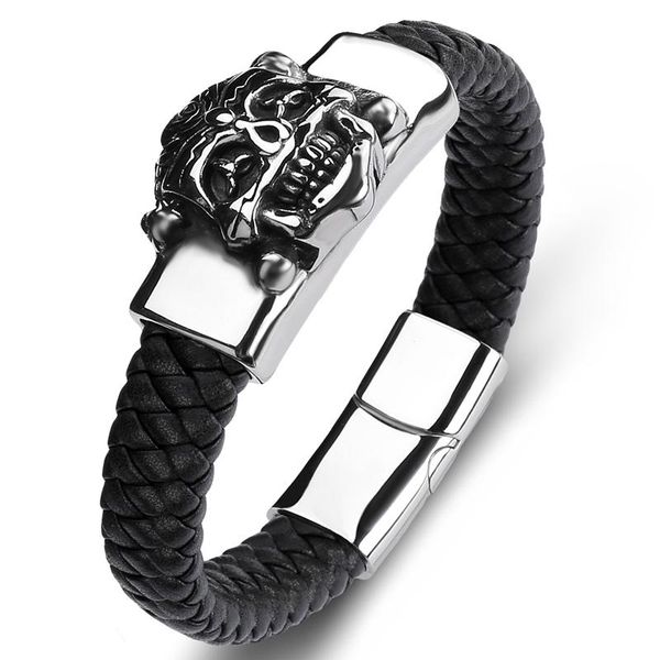 charm bracelets fashion handmade braided leather bracelet men punk hiphop jewelry stainless steel skull bangle male skeleton wristband gift, Golden;silver
charm bracelets fashion handmade braided leather bracelet men punk hiphop jewelry stainless steel skull bangle male skeleton wristband gift, Golden;silver