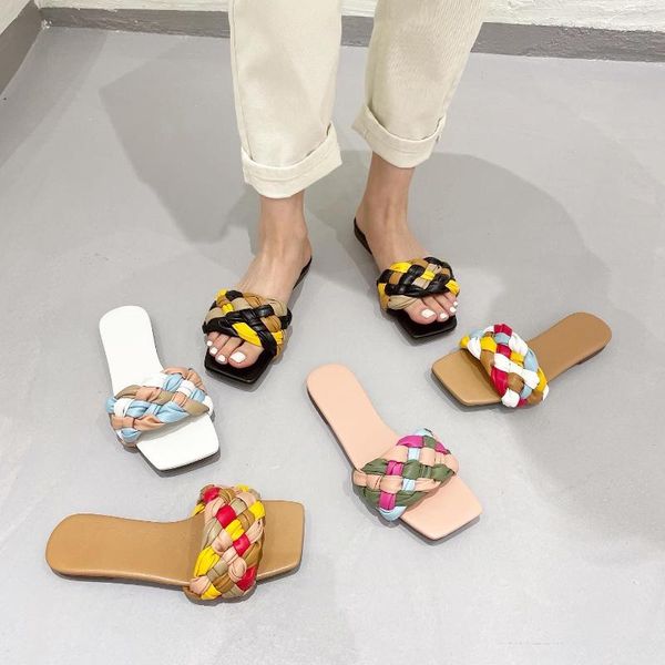 slippers 2021 pu flat casual summer fashion leisure peep toe women's shoes shallow checkered mixed colors outside, Black
slippers 2021 pu flat casual summer fashion leisure peep toe women's shoes shallow checkered mixed colors outside, Black