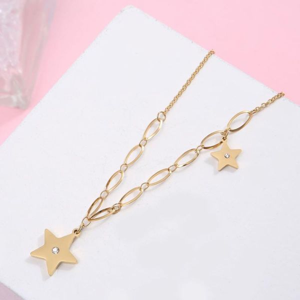 pendant necklaces korean micro-inlaid zircon necklace female titanium steel five-pointed star clavicle chain trendy jewelry, Silver
pendant necklaces korean micro-inlaid zircon necklace female titanium steel five-pointed star clavicle chain trendy jewelry, Silver