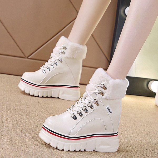 boots thick-soled plus velvet winter woman snow warm lace-up designer brand short fashion platform, Black 
boots thick-soled plus velvet winter woman snow warm lace-up designer brand short fashion platform, Black