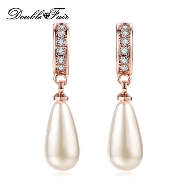 double fair wedding engagement drop earrings for wommen rose gold color simulated pearl women's earing fashion jewelry dfe446 stud, Golden;silver
double fair wedding engagement drop earrings for wommen rose gold color simulated pearl women's earing fashion jewelry dfe446 stud, Golden;silver