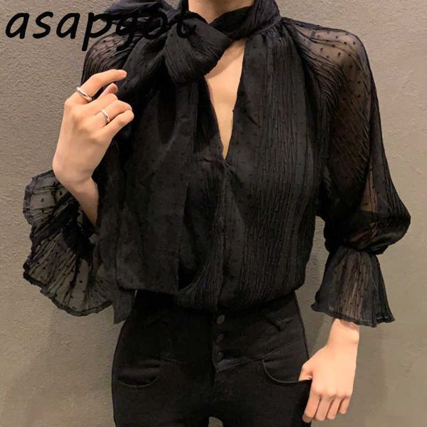 v neck lace up bow blouse women pleated thin polka dot transparent flared sleeve chiffon shirt blusas mujer fashion chic 210610, White
v neck lace up bow blouse women pleated thin polka dot transparent flared sleeve chiffon shirt blusas mujer fashion chic 210610, White