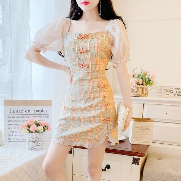 casual dresses fashion summer improved cheongsam women dress spring comfortable chinese style plaid print flounce edge ladies, Black;gray
casual dresses fashion summer improved cheongsam women dress spring comfortable chinese style plaid print flounce edge ladies, Black;gray