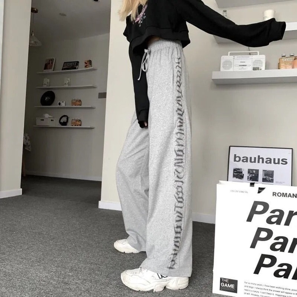 gothic pants women summer fashion letter print trousers streetwear loose casual black high waist wide leg pant, Black;white
gothic pants women summer fashion letter print trousers streetwear loose casual black high waist wide leg pant, Black;white