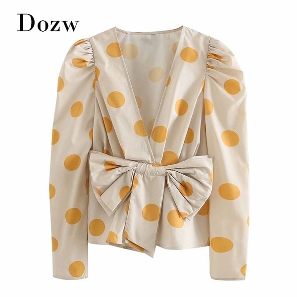 women fashion v neck dot print blouse puff long sleeve bow stylish chic shirt female high street pleated ladies ropa mujer 210515, White
women fashion v neck dot print blouse puff long sleeve bow stylish chic shirt female high street pleated ladies ropa mujer 210515, White