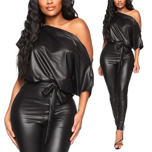 2021 new fashion women pu leather romper black crew neck wet look bodycon bandage party club jumpsuits, Black;white
2021 new fashion women pu leather romper black crew neck wet look bodycon bandage party club jumpsuits, Black;white