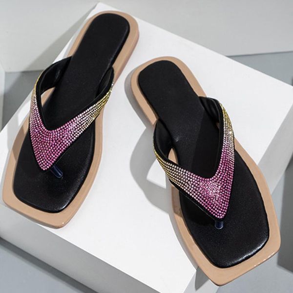 women clip toe summer slippers ladies crystal bling square shoes female pu leaher fashion beach slipper comfort shoe 2021, Black
women clip toe summer slippers ladies crystal bling square shoes female pu leaher fashion beach slipper comfort shoe 2021, Black