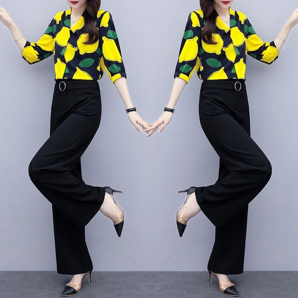 two piece dress spring set and pants floral print womens matching yellow woman suit ensemble femme 2 sets outfits, White
two piece dress spring set and pants floral print womens matching yellow woman suit ensemble femme 2 sets outfits, White