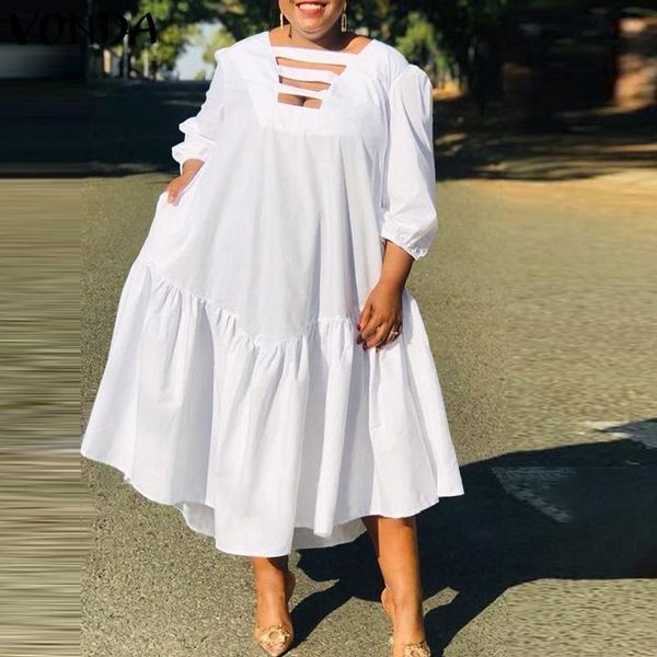 casual dresses summer dress women 2021 vonda hollow out v-neck pleated party long loose holiday vestidos robe, Black;gray
casual dresses summer dress women 2021 vonda hollow out v-neck pleated party long loose holiday vestidos robe, Black;gray