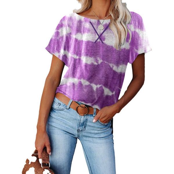 women's t-shirt summer short sleeve casual lady harajuku two-color interval printing retro simple round neck pullover., White
women's t-shirt summer short sleeve casual lady harajuku two-color interval printing retro simple round neck pullover., White