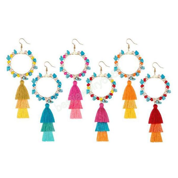 bohemian cotton thread tassel earrings charm ethnic wind handmade diy woven turquoise stone gemstone circle earrings for fahion jewelry, Golden
bohemian cotton thread tassel earrings charm ethnic wind handmade diy woven turquoise stone gemstone circle earrings for fahion jewelry, Golden
