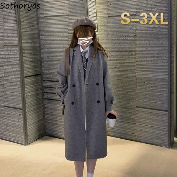women's wool & blends women large size 3xl loose double-breasted woolen coat student japanese preppy style leisure elegant streetwear, Black
women's wool & blends women large size 3xl loose double-breasted woolen coat student japanese preppy style leisure elegant streetwear, Black