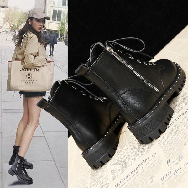 boots 2021 ankle motorcycle women spring europe oxford leather shoes woman low heels fashion female platform boot, Black
boots 2021 ankle motorcycle women spring europe oxford leather shoes woman low heels fashion female platform boot, Black