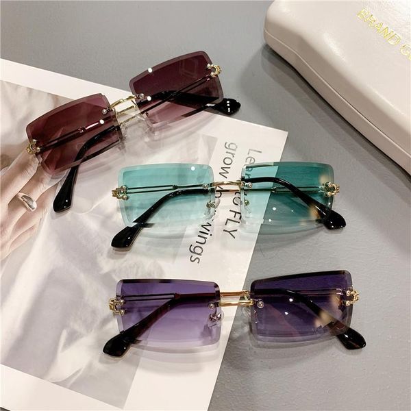 sunglasses rimless cutting lens women vintage metal gradient green colord sun glasses wholesale, White;black
sunglasses rimless cutting lens women vintage metal gradient green colord sun glasses wholesale, White;black