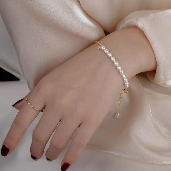 link, chain stainless steel bracelet natural freshwater pearl bracelet, cute exquisite adjustable wedding, Black
link, chain stainless steel bracelet natural freshwater pearl bracelet, cute exquisite adjustable wedding, Black