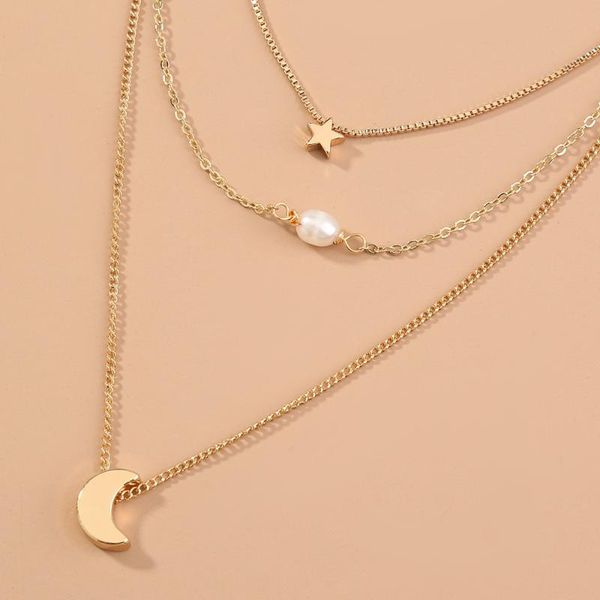 chains korean fashion moon star imitation pearl retro metal multilayer necklace jewelry ladies wedding party accessories, Silver
chains korean fashion moon star imitation pearl retro metal multilayer necklace jewelry ladies wedding party accessories, Silver