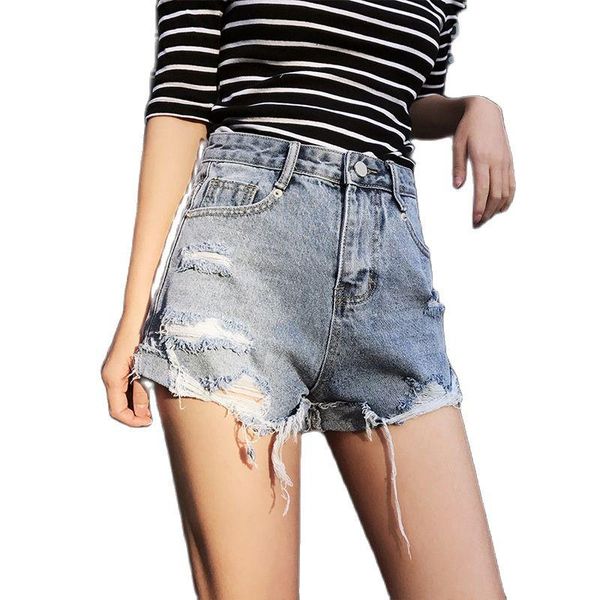 women's shorts denim summer 2021 korean black folded hole thin high waist super pants jeans, White;black
women's shorts denim summer 2021 korean black folded hole thin high waist super pants jeans, White;black