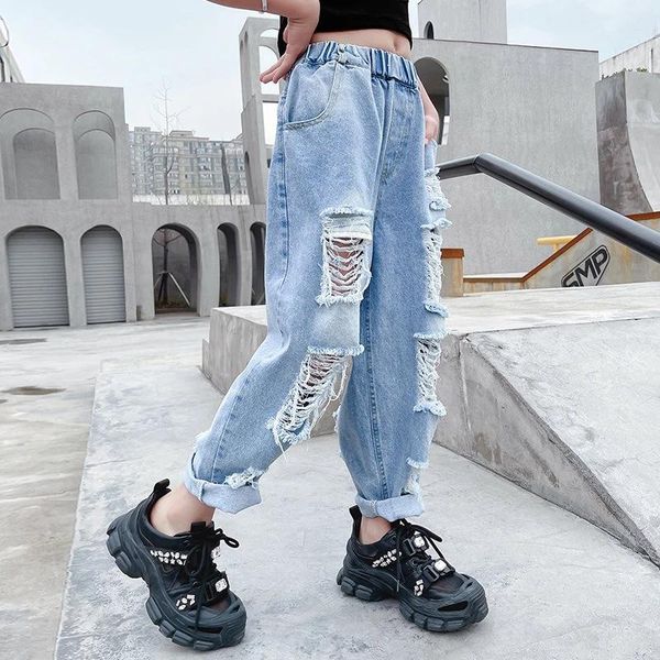jeans autumn teenage girls denim pants children broken hole casual for baby elastic waist loose pencil 4-14 y, Blue
jeans autumn teenage girls denim pants children broken hole casual for baby elastic waist loose pencil 4-14 y, Blue
