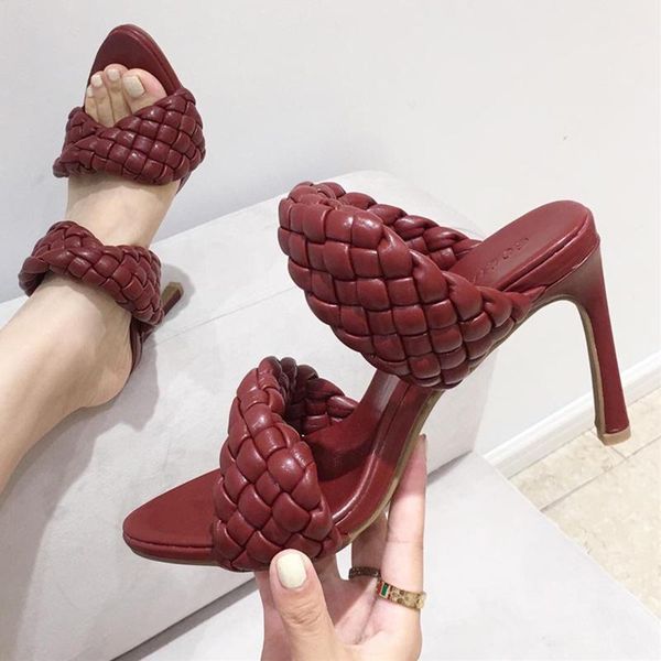 designer slides mules women 9cm high heels fetish summer sandals weave slippers prom wedding burgundy shoes, Black
designer slides mules women 9cm high heels fetish summer sandals weave slippers prom wedding burgundy shoes, Black
