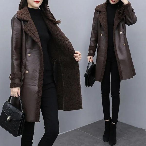 women's leather & faux 2021 winter women jacket long lamb cashmere pu thicken fur all-in-one leathercoat outerwear 5xl 2355, Black
women's leather & faux 2021 winter women jacket long lamb cashmere pu thicken fur all-in-one leathercoat outerwear 5xl 2355, Black