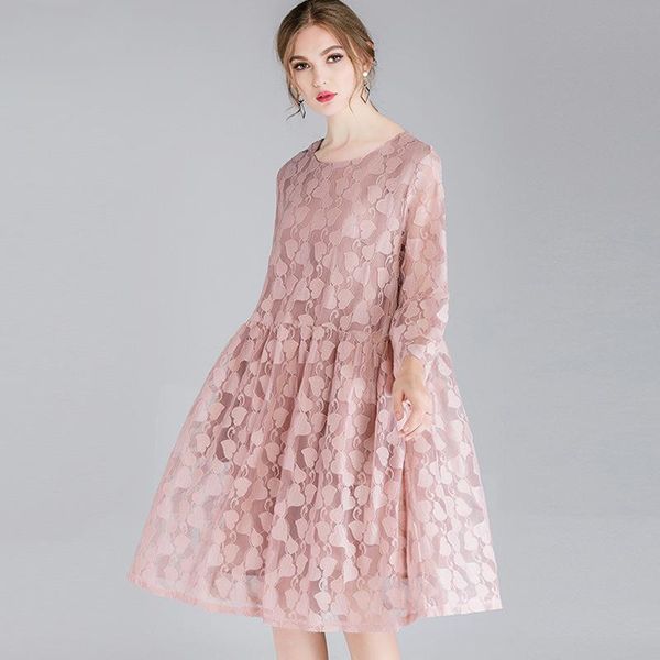 casual dresses 3-colors autumn women loose hollow lace dress a-line heart-shaped embroidery size l-4xl grey pink blue back with bowknot, Black;gray
casual dresses 3-colors autumn women loose hollow lace dress a-line heart-shaped embroidery size l-4xl grey pink blue back with bowknot, Black;gray