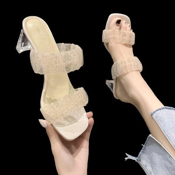 sandals 2021 summer fairy style pleated female online influencer lace transparent high heel chunky slippers for women, Black
sandals 2021 summer fairy style pleated female online influencer lace transparent high heel chunky slippers for women, Black
