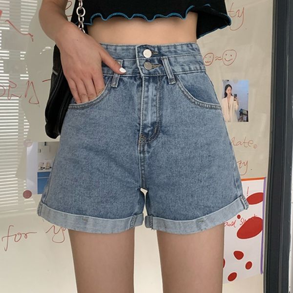 women's jeans shorts double-flanging high-waisted button-down single solid denim short pants elegant korean casual girl-style n31q, Blue
women's jeans shorts double-flanging high-waisted button-down single solid denim short pants elegant korean casual girl-style n31q, Blue