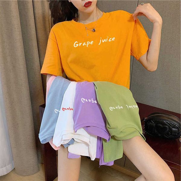 letter candy color printing 2021 women's short sleeve t-shirt female student casual dress wear, White
letter candy color printing 2021 women's short sleeve t-shirt female student casual dress wear, White