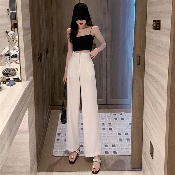 summer autumn wide legs women pant casual zipper oversized trousers loose thin for, Black;white
summer autumn wide legs women pant casual zipper oversized trousers loose thin for, Black;white