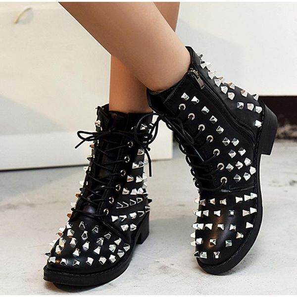 boots women ankle lace up fashion punk rivet footwear thick med heels woman's shoes 2021 winter round toe plus size ladies, Black
boots women ankle lace up fashion punk rivet footwear thick med heels woman's shoes 2021 winter round toe plus size ladies, Black
