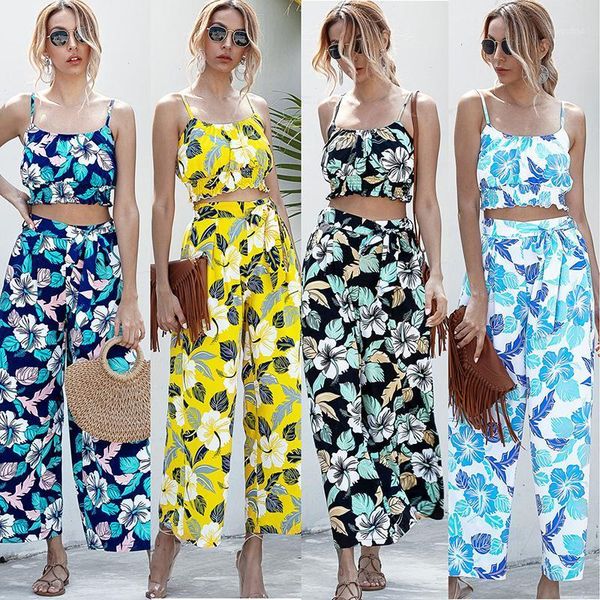 colors summer women two pieces set boho print wide leg pant sets ruffle sleeveless crop long pants casual tracksuit women's tracksu, Gray
colors summer women two pieces set boho print wide leg pant sets ruffle sleeveless crop long pants casual tracksuit women's tracksu, Gray