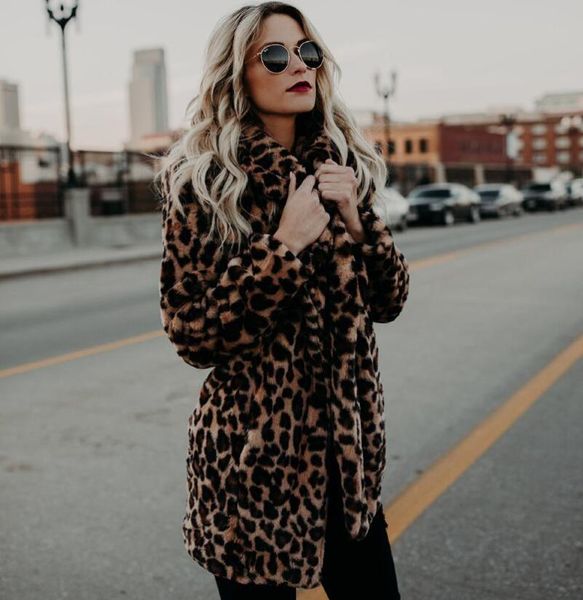 women's fur & faux autumn and winter coat warm fashion leopard print lapel jacket imitation women, Black
women's fur & faux autumn and winter coat warm fashion leopard print lapel jacket imitation women, Black