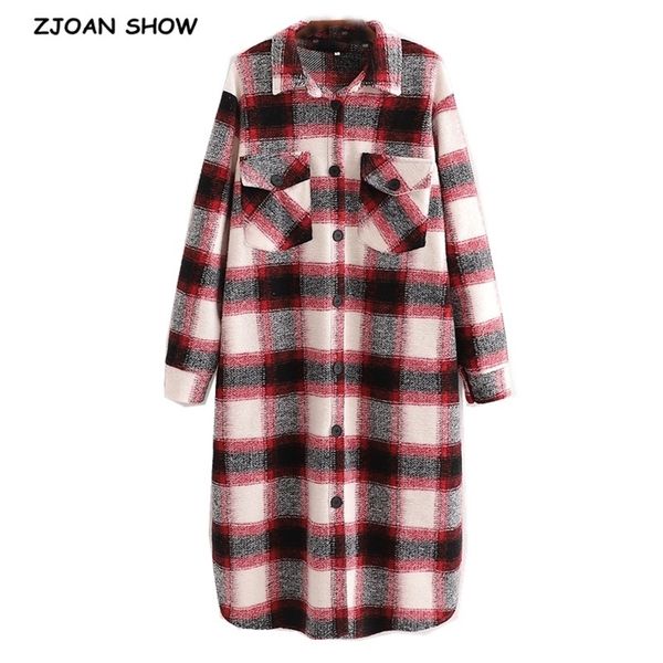 winter gingham check plaid coat oversize style women front pockets loose long lapel woolen jacket 210429, White
winter gingham check plaid coat oversize style women front pockets loose long lapel woolen jacket 210429, White