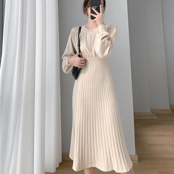 casual dresses knitted womens dress autumn winter high waist slim temperament lantern sleeve button round neck long clothing purple apricot, Black;gray
casual dresses knitted womens dress autumn winter high waist slim temperament lantern sleeve button round neck long clothing purple apricot, Black;gray