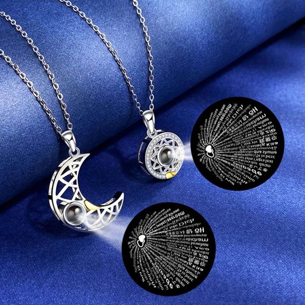 2pcs magnetic distance couple necklace for lovers 100 languages i you projection pendant wedding, Silver
2pcs magnetic distance couple necklace for lovers 100 languages i you projection pendant wedding, Silver