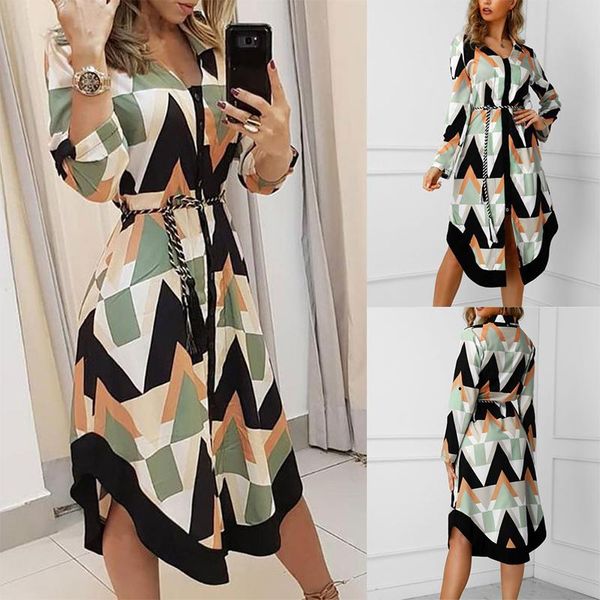 women long dress elegant wave print dresses female boho lace-up casual loose sleeve vestido ladies femme robe, Black;gray
women long dress elegant wave print dresses female boho lace-up casual loose sleeve vestido ladies femme robe, Black;gray