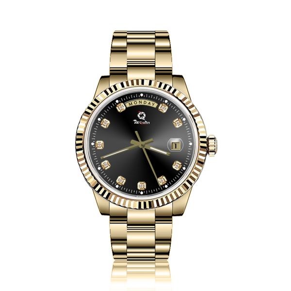 mens automatic mechanical luxury watch requin brand 118239 gold stainless steel case diamond set black dial day date foldover clasp, Slivery;brown
mens automatic mechanical luxury watch requin brand 118239 gold stainless steel case diamond set black dial day date foldover clasp, Slivery;brown