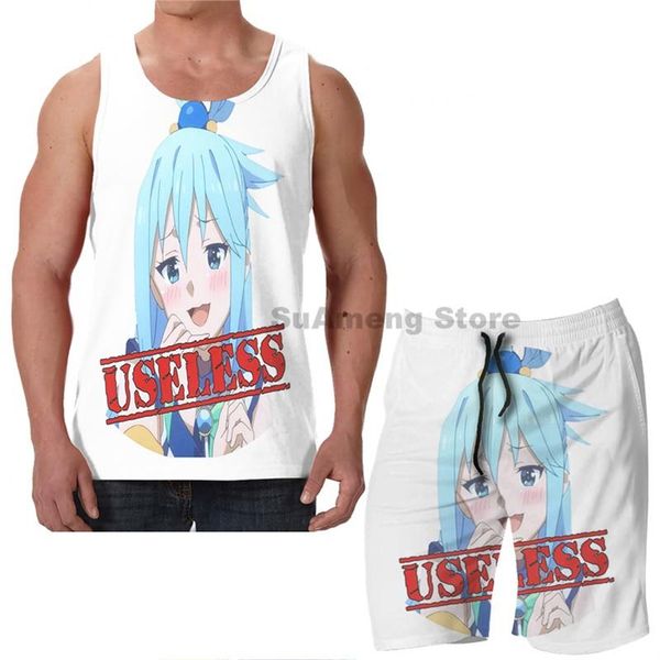 men's tracksuits summer funny print men tank women konosuba aqua is a useless goddess beach shorts sets fitness vest, Gray
men's tracksuits summer funny print men tank women konosuba aqua is a useless goddess beach shorts sets fitness vest, Gray