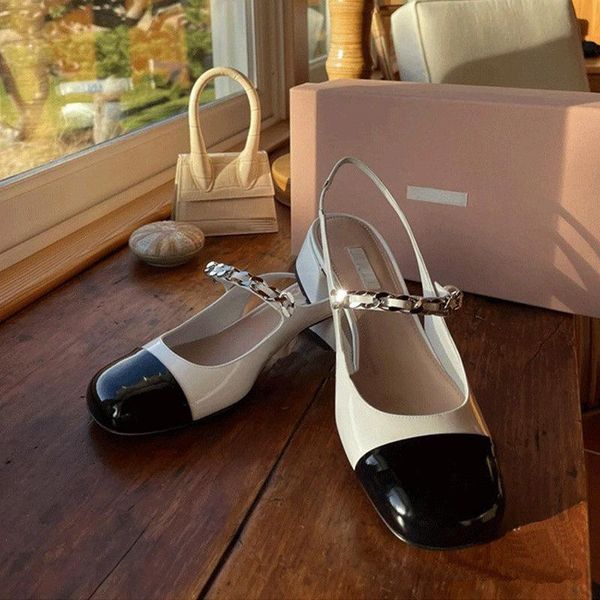 sandals 2021 spring mary jane square head pearl chain thick heel single shoe with empty back, Black
sandals 2021 spring mary jane square head pearl chain thick heel single shoe with empty back, Black