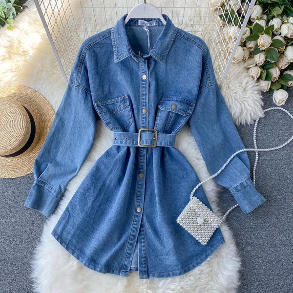 casual dresses jeans spring summer dress women clothes 2021 mini denim korean elegant vintage women's vestidos robe femme zt5544, Black;gray
casual dresses jeans spring summer dress women clothes 2021 mini denim korean elegant vintage women's vestidos robe femme zt5544, Black;gray