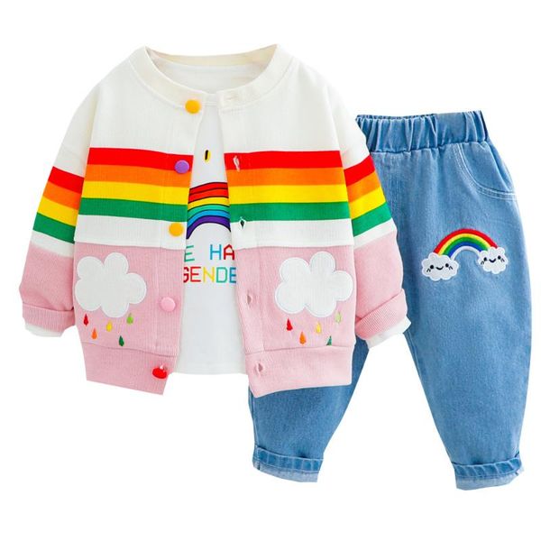 3pcs girls outfits baby clothes for kids clothing toddler child embroidered rainbow print casual sports children kid suits sets, White
3pcs girls outfits baby clothes for kids clothing toddler child embroidered rainbow print casual sports children kid suits sets, White