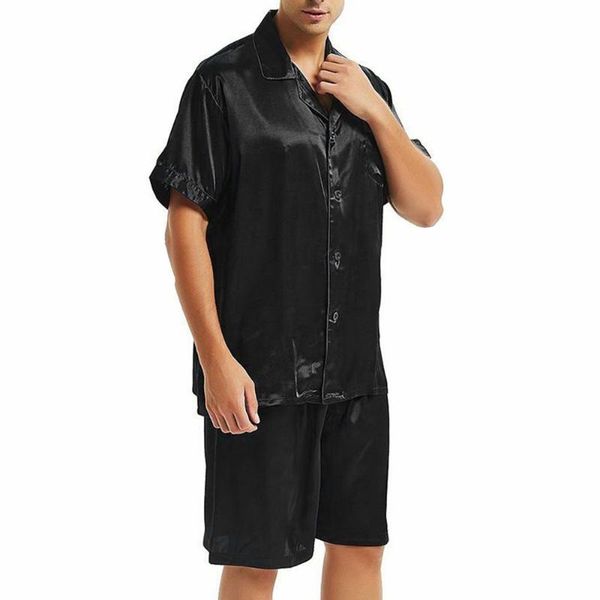 men's sleepwear 2pcs pyjamas set mens satin short sleeve +shorts loungewear plus size, Black;brown
men's sleepwear 2pcs pyjamas set mens satin short sleeve +shorts loungewear plus size, Black;brown
